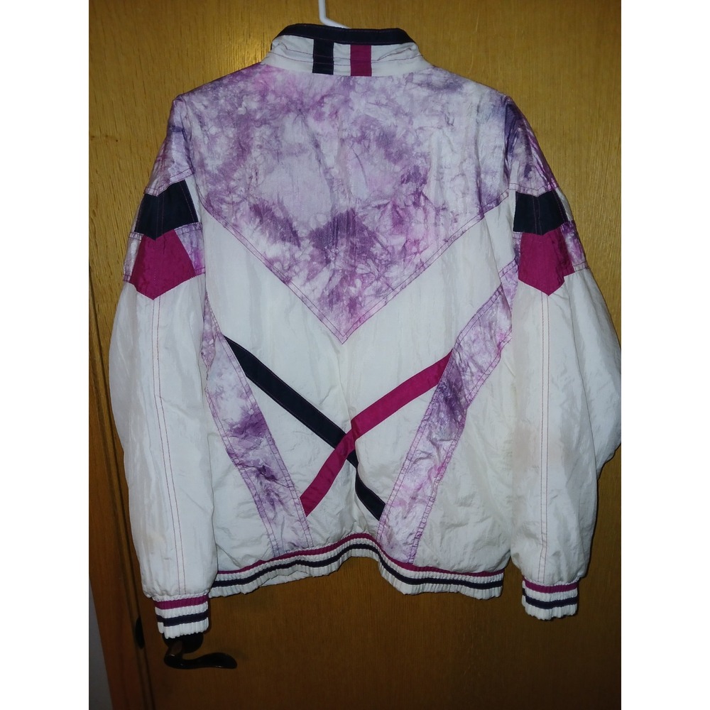 Vintage Westside Connection Large Puffy Ski Jacket 80s 90s Purple White Colorblo - Picture 2 of 6
